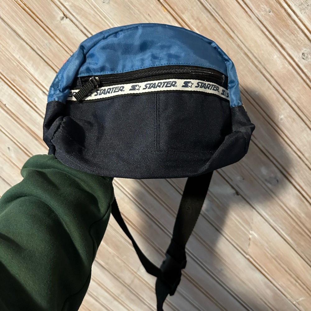 STARTER Two-Tone Blue & Black Belt Bag Fanny Pack 2 Zippers Adjustable Clip